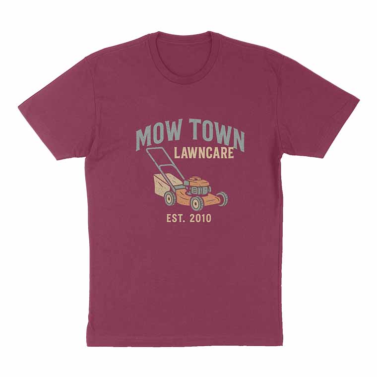 Burgundy Mow Town Lawncare t-shirt design